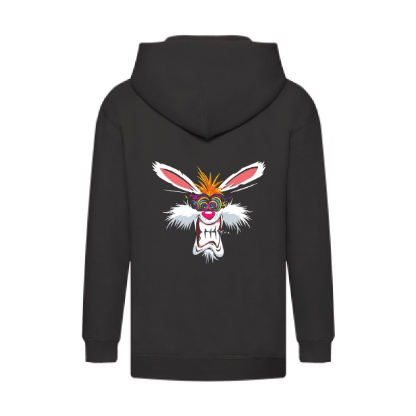 Rabbit  - Tee shirt humoristique Enfant - modèle Fruit of the loom - Kids Hooded Zip Sweatshirt - thème graphique -