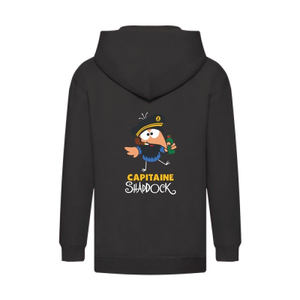 Capitaine Shaddock  - Sweat capuche zippé enfant cocasse pour Enfant -modèle Fruit of the loom - Kids Hooded Zip Sweatshirt - thème humour et parodie- 