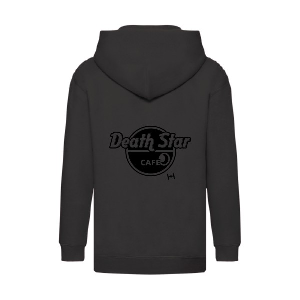 DeathStarCafe - Sweat capuche zippé enfant dark pour Enfant -modèle Fruit of the loom - Kids Hooded Zip Sweatshirt - thème parodie et marque-