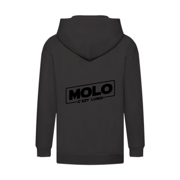 Molo c'est lundi -Sweat capuche zippé enfant Enfant original -Fruit of the loom - Kids Hooded Zip Sweatshirt -Thème original-