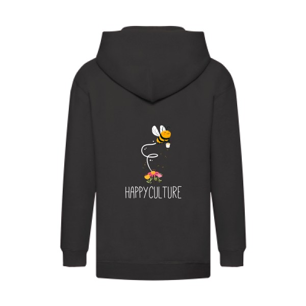 happy-  T shirt humoristique - Modèle Sweat capuche zippé enfant de chez Fruit of the loom - Kids Hooded Zip Sweatshirt