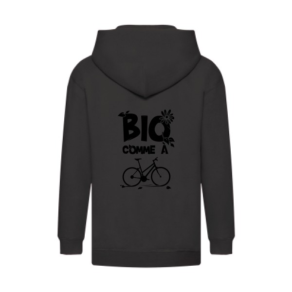 Bio comme un vélo - Sweat capuche zippé enfant ecolo humour - Thème tee shirts et sweats ecolo pour  Enfant -
