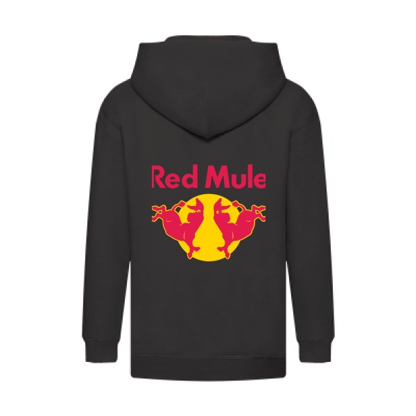 Red Mule-Tee shirt Parodie - Modèle Sweat capuche zippé enfant -Fruit of the loom - Kids Hooded Zip Sweatshirt