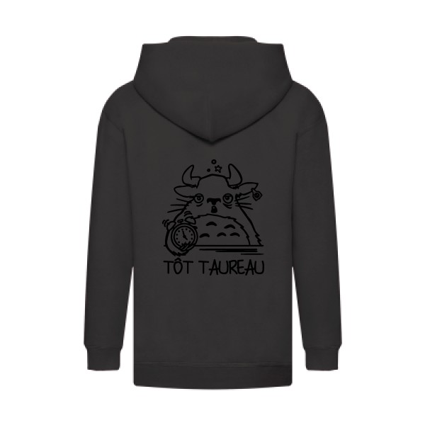 Tot Taureau - Tee shirt rigolo - modèle Fruit of the loom - Kids Hooded Zip Sweatshirt -Enfant -