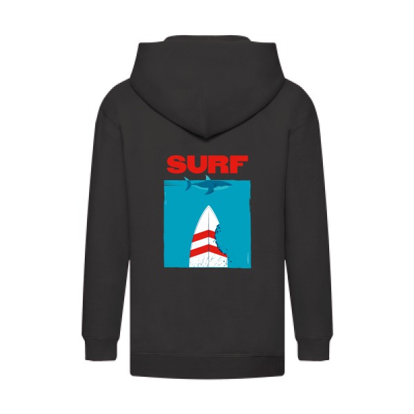 SURF -Sweat capuche zippé enfant sympa  Enfant -Fruit of the loom - Kids Hooded Zip Sweatshirt -thème  surf -