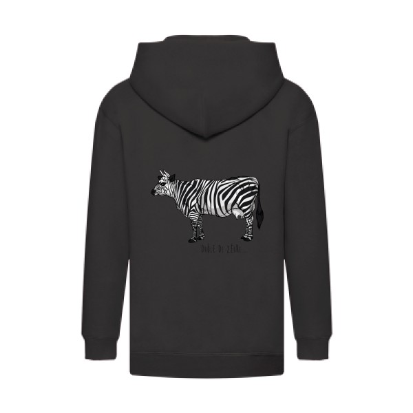 drole de zebre- Tee shirts originaux Enfant - modèle Fruit of the loom - Kids Hooded Zip Sweatshirt -