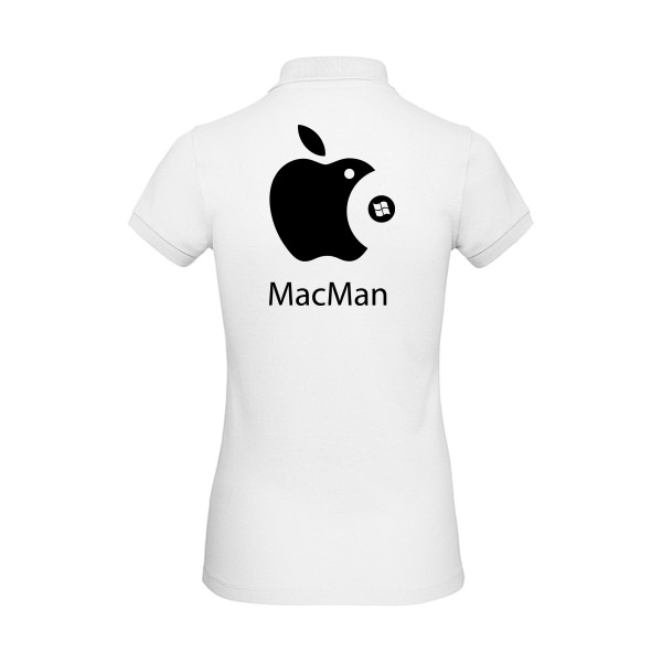MacMan - Polo femme bio vintage pour Femme -modèle B&C - Inspire Polo /women - thème retro et jeux videos -
