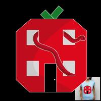 Worm in her apple-home 