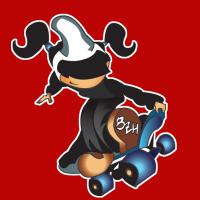 petite bigoudène sur un skate